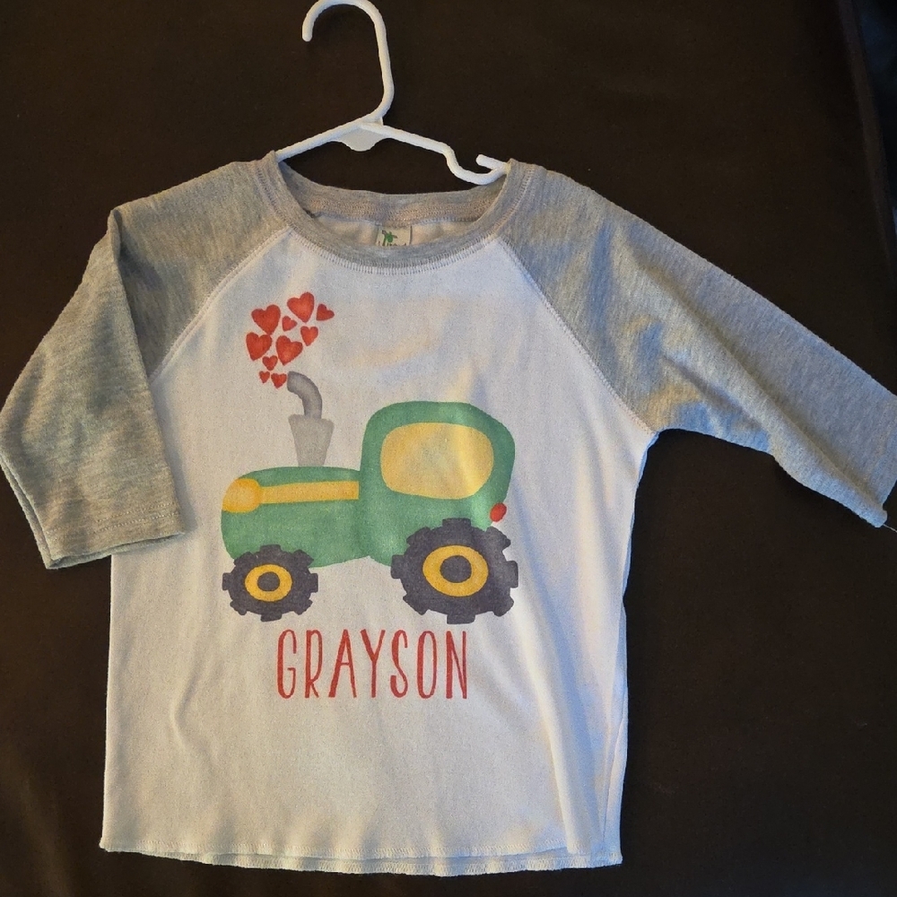 Gray and Green Tractor Graphic Shirt
